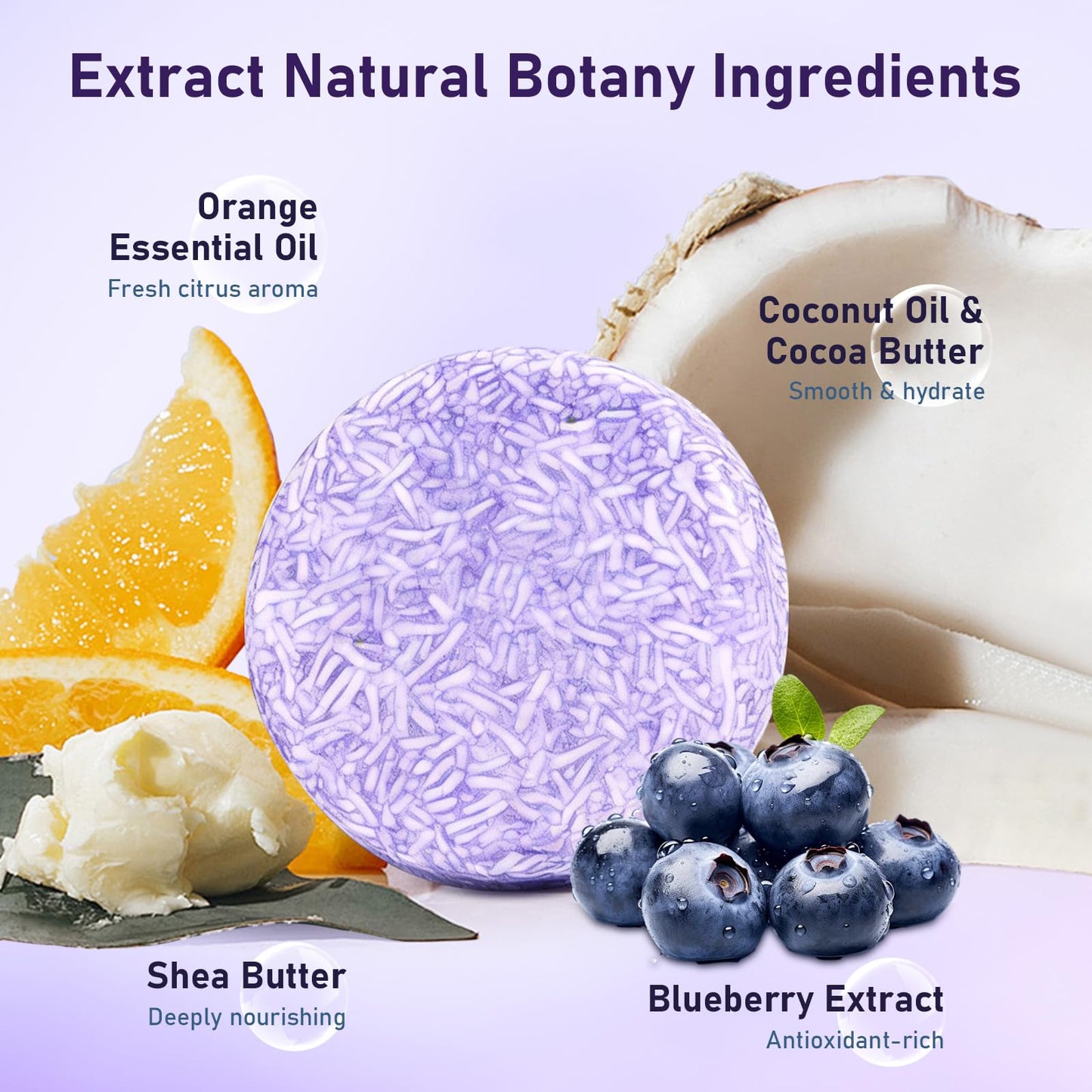 dkwouzxsp Blueberry Shampoo Bar 2-in-1 for Mature Hair | 2-Pack Solid Hair Care