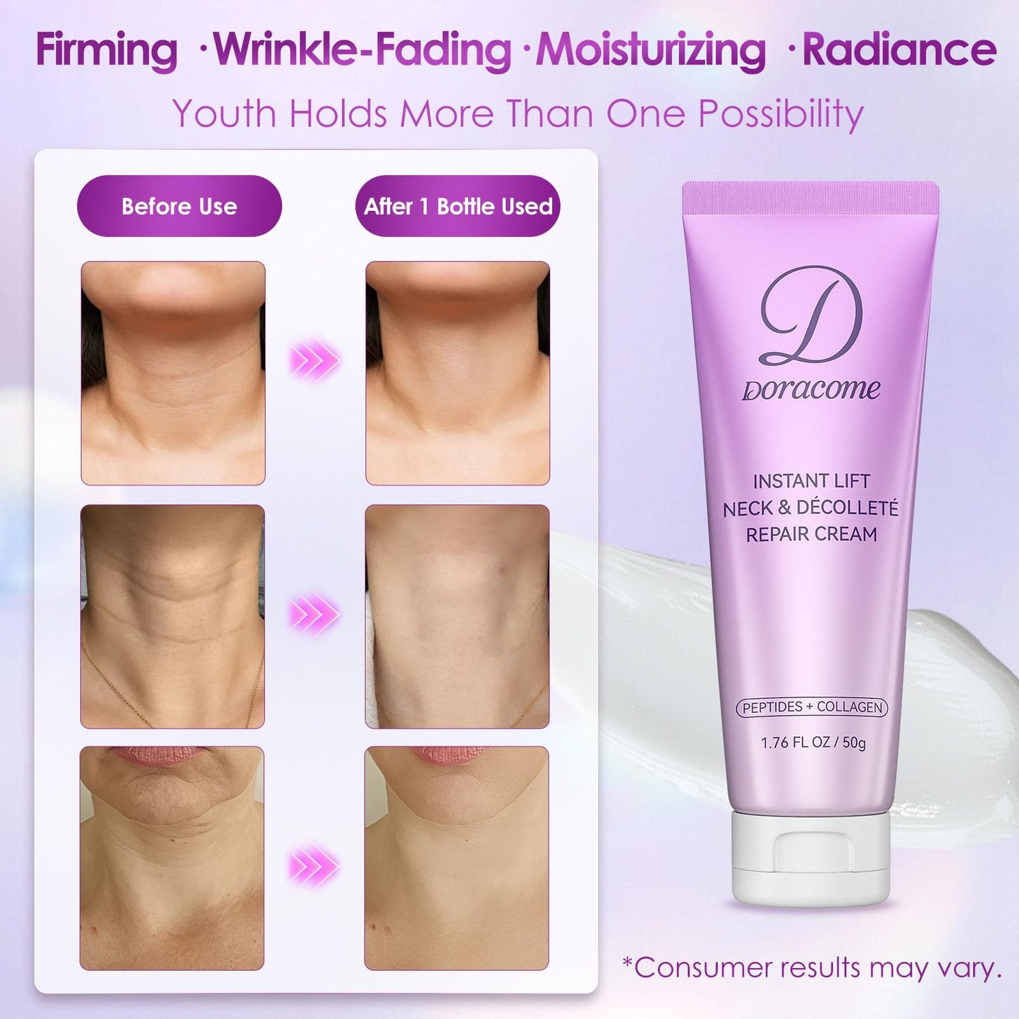 Doracome Firming Neck Cream for Crepey Skin – Neck & Chest Firming, Hydration & Smoothing