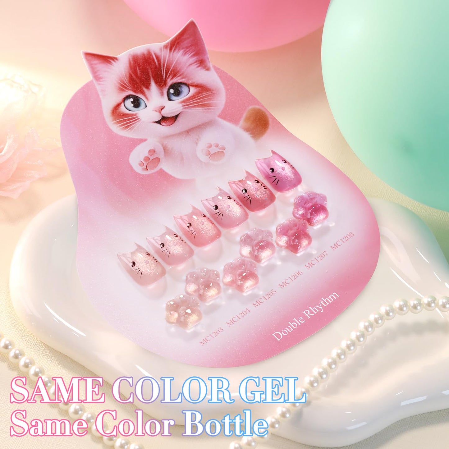 Double Rhythm Cat Eye Gel Nail Polish Set – 6× 0.5 oz Magnetic Shimmer (Rose-T6-45)