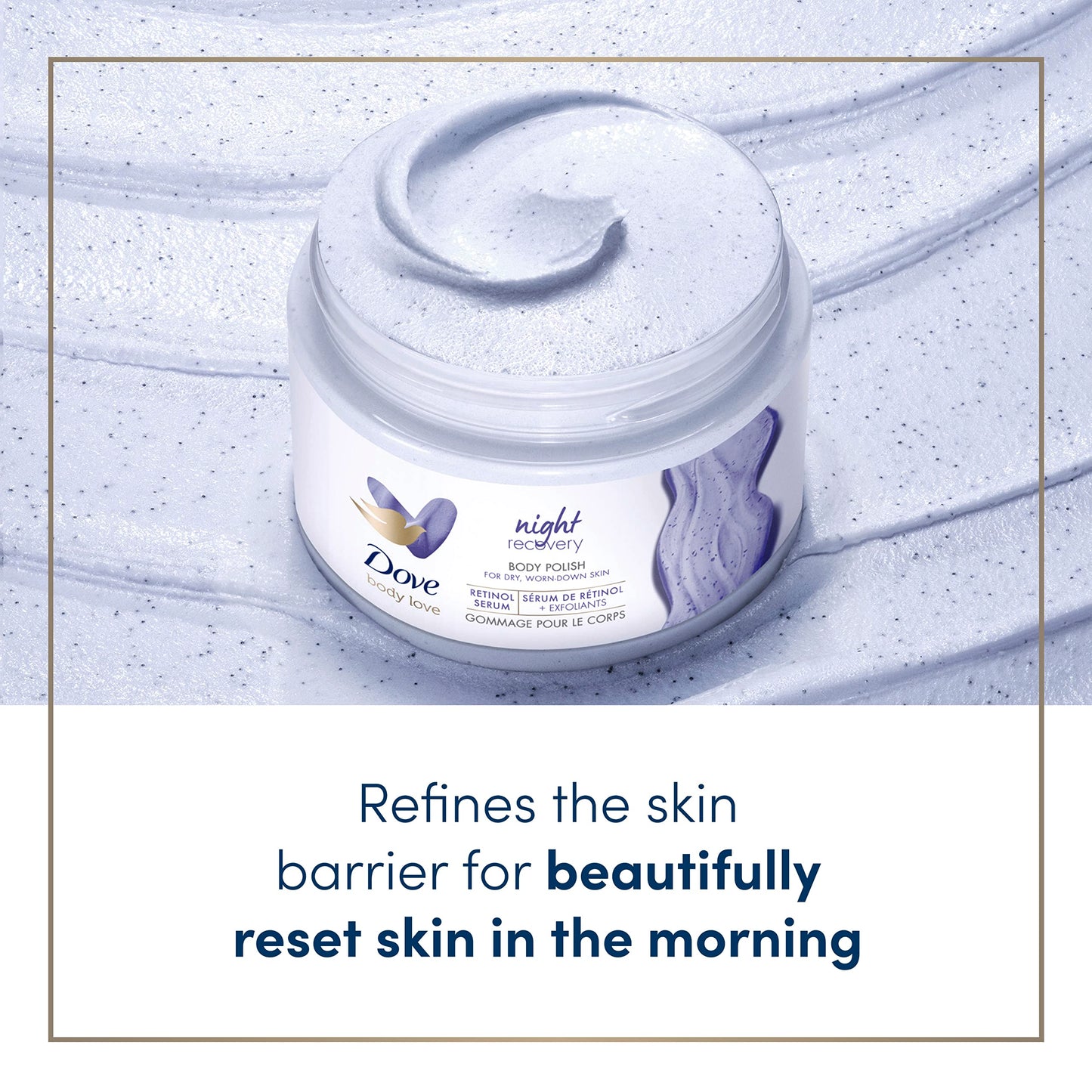 Dove Body Love Night Recovery Body Polish – Retinol & Moisture for Dry Skin (12 oz)