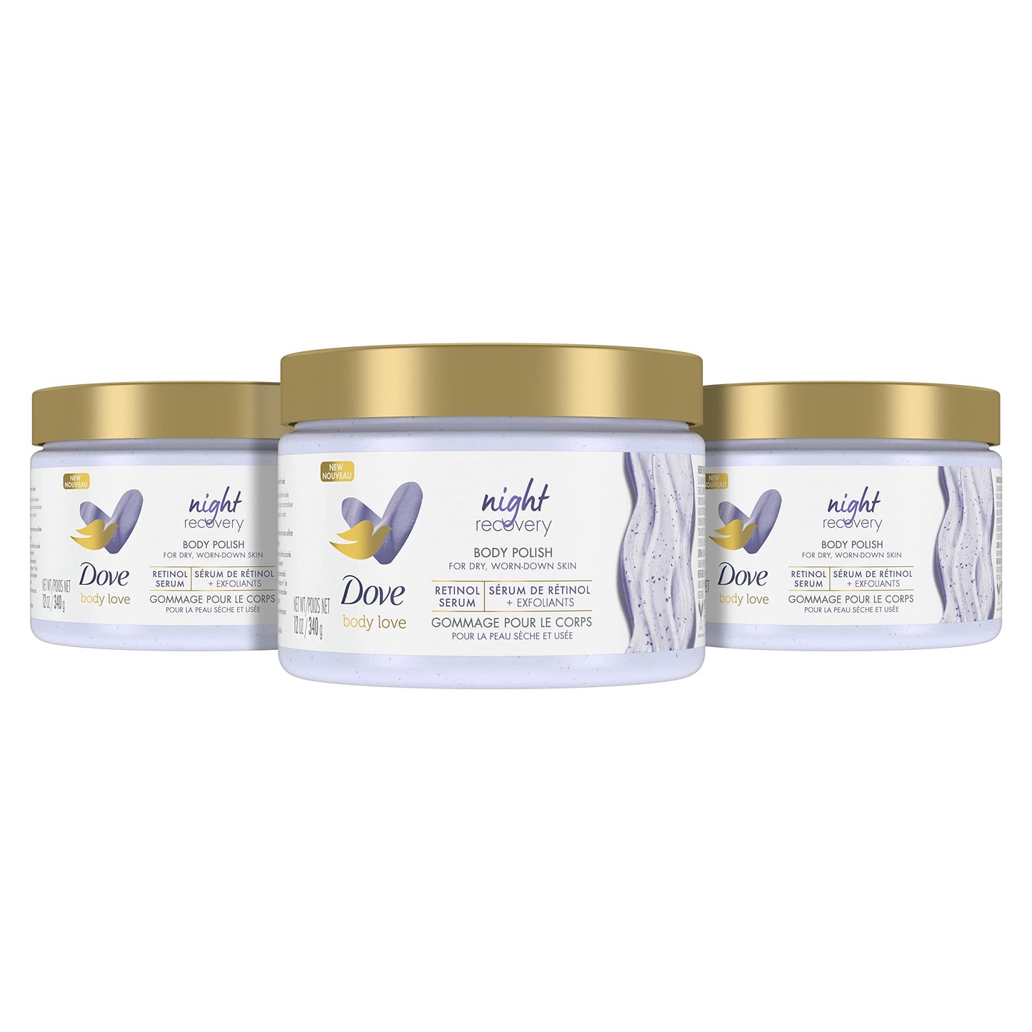 Dove Body Love Night Recovery Body Polish – Retinol & Moisture for Dry Skin (12 oz)