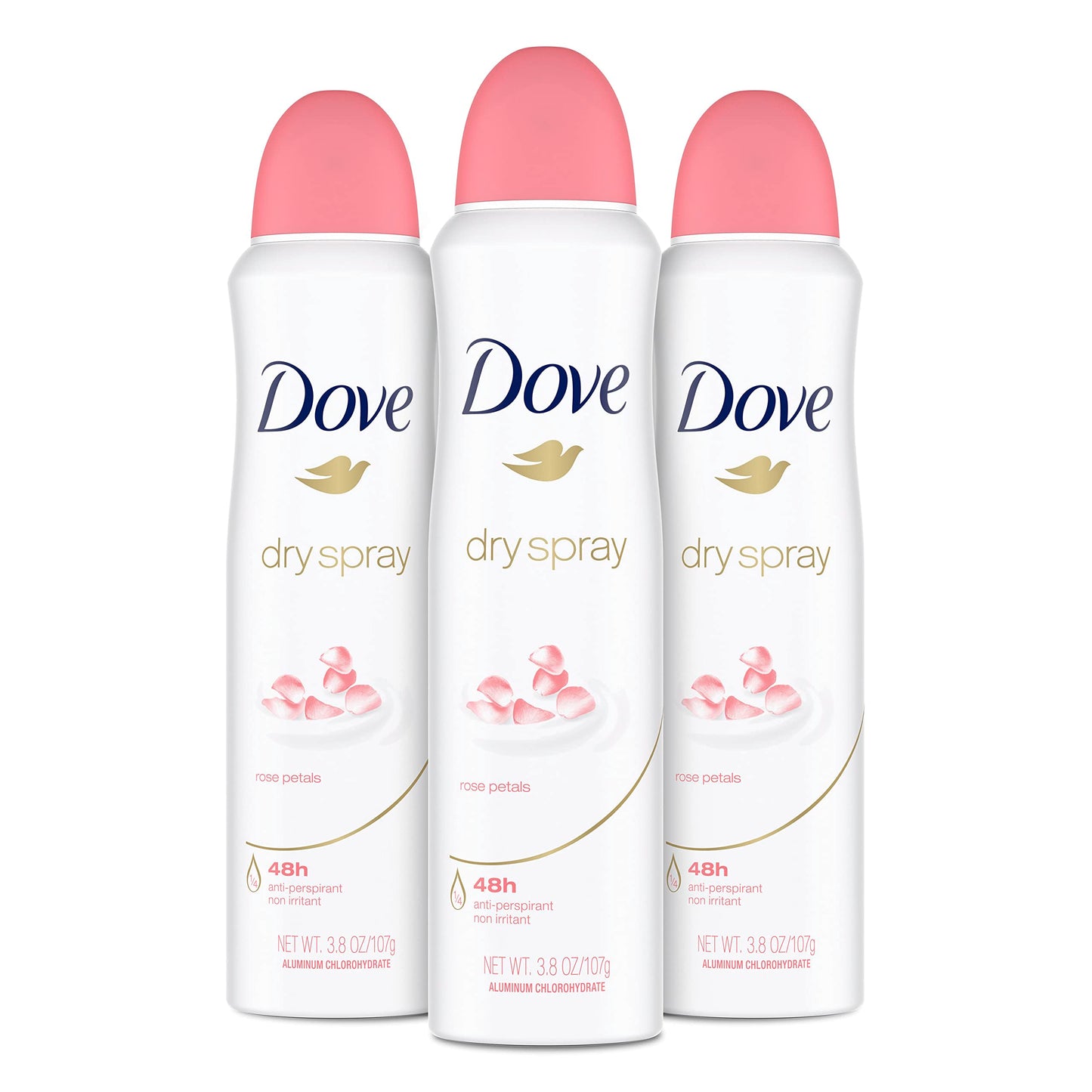 Dove Rose Petals Dry Spray Antiperspirant Deodorant – 3.8 oz (3 Count)