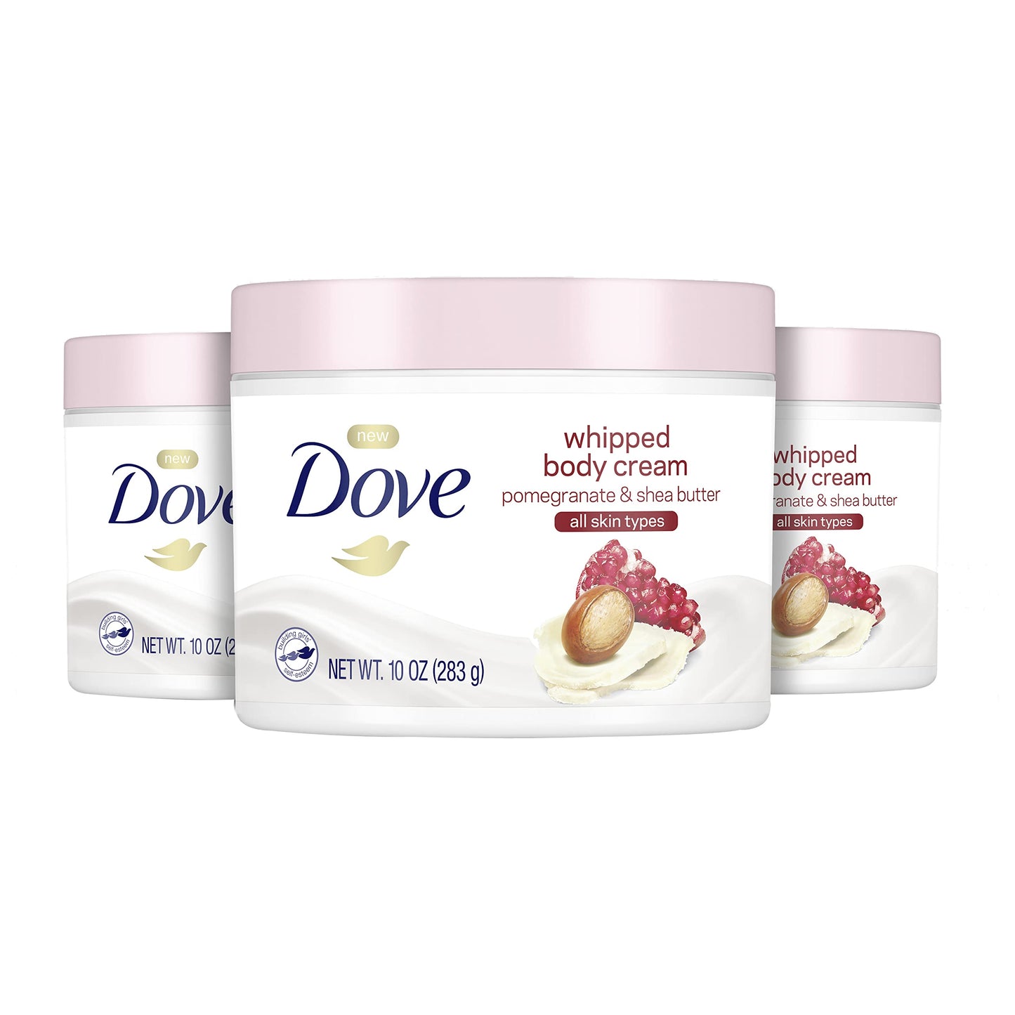 Dove Whipped Body Cream Dry Skin Moisturizer – Pomegranate & Shea Butter, 3-Pack, 10 oz