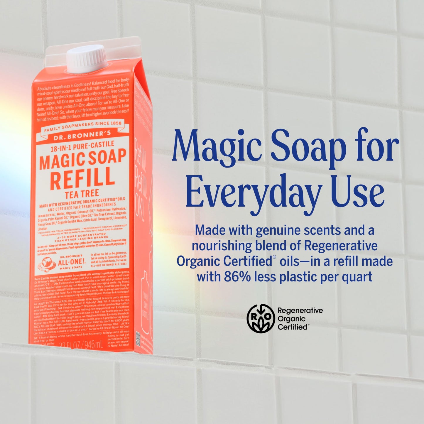 Dr. Bronner's Tea Tree Pure-Castile Soap Refill — 32 oz, 2-Pack