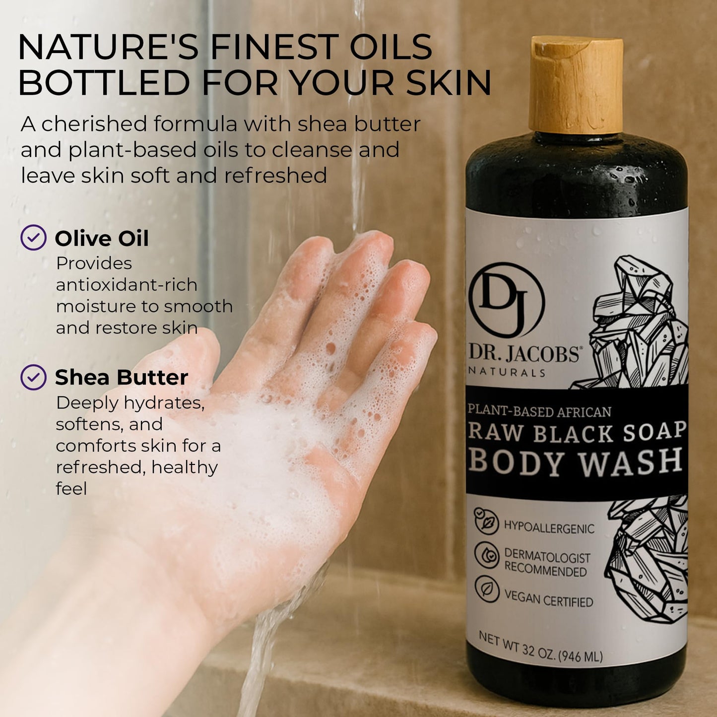 Dr Jacobs Naturals Authentic African Raw Black Soap 2PK – All-In-One Cleanser for Face, Body, Hair & Shaving | Shea Butter Moisturizing Formula