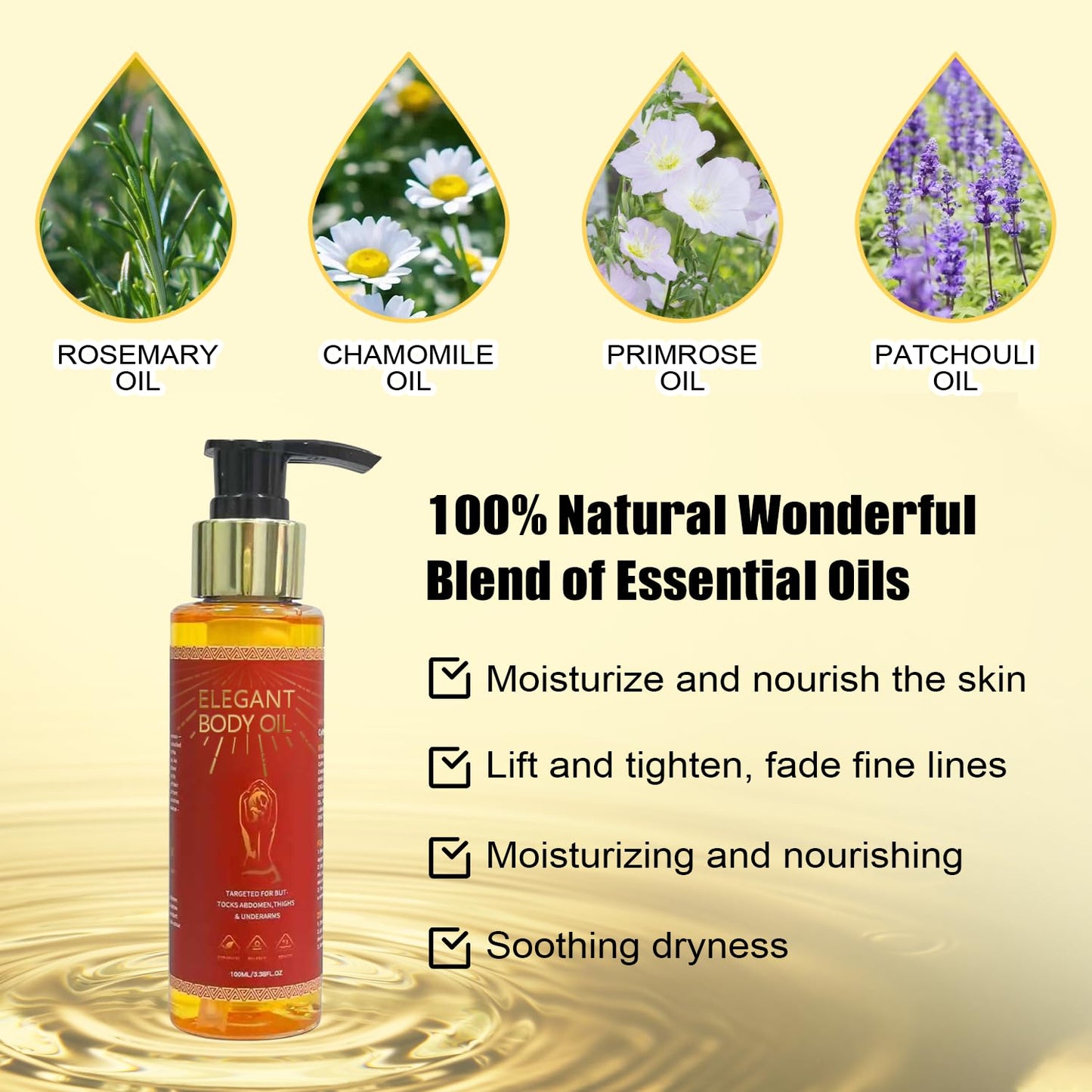Dr.RZdfa Body Firming Oil – Hydrate & Nourish Dry Skin, Lightweight Non-Greasy 3.4 oz After Shower