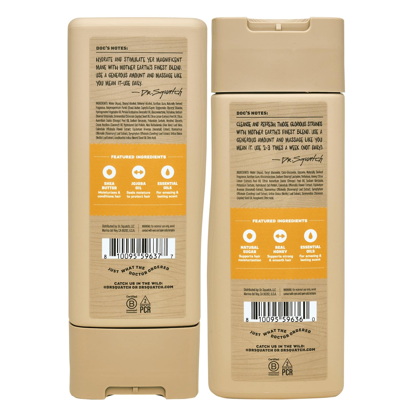 Dr. Squatch Natural Men's Shampoo & Conditioner Set — Summer Citrus, 11 fl oz Each, 2-Pack