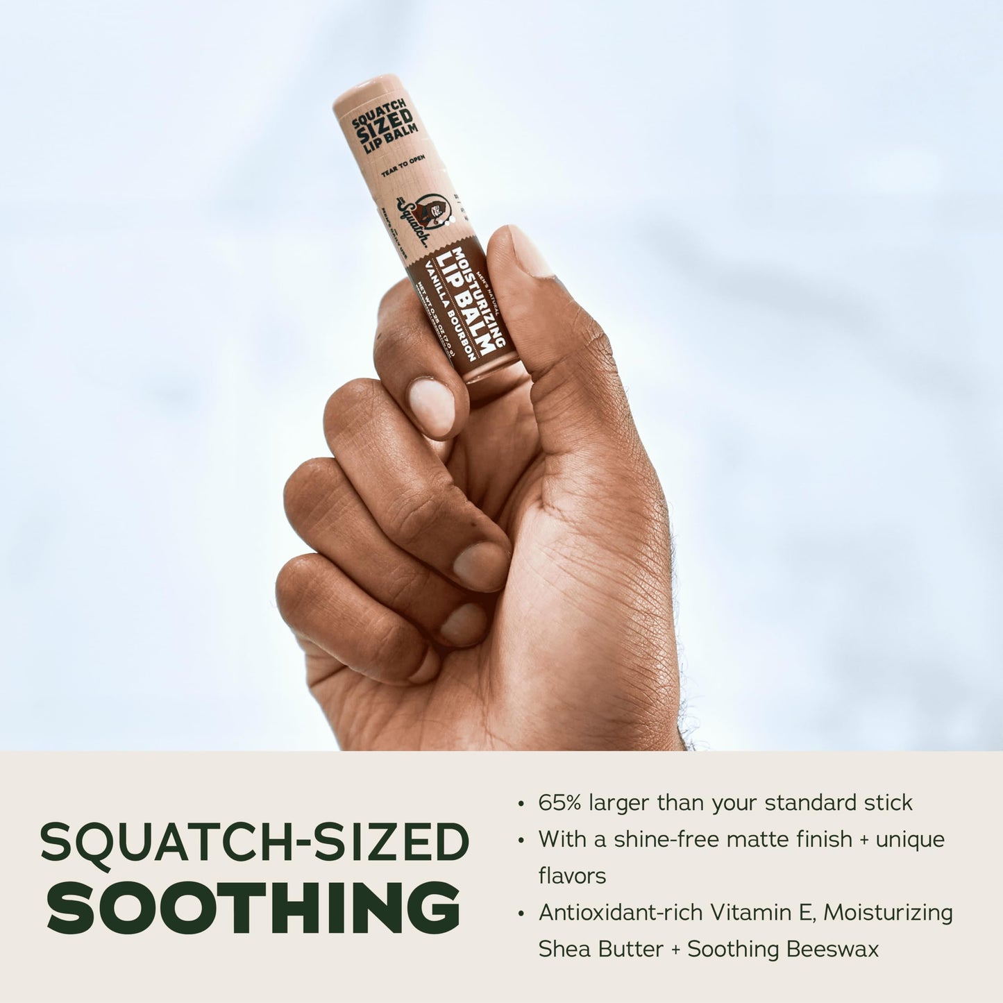 Dr. Squatch NEW Natural Lip Balm 4 Pack – 65% Larger, Matte Finish, Shea Butter & Vitamin E
