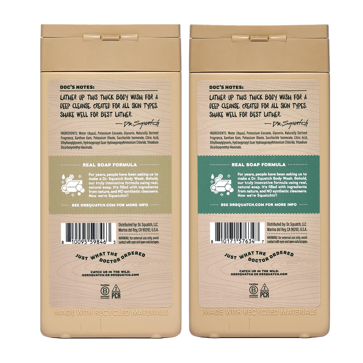 Dr. Squatch Natural Men's Body Wash Duo – Birchwood Breeze & Rainforest Rapids