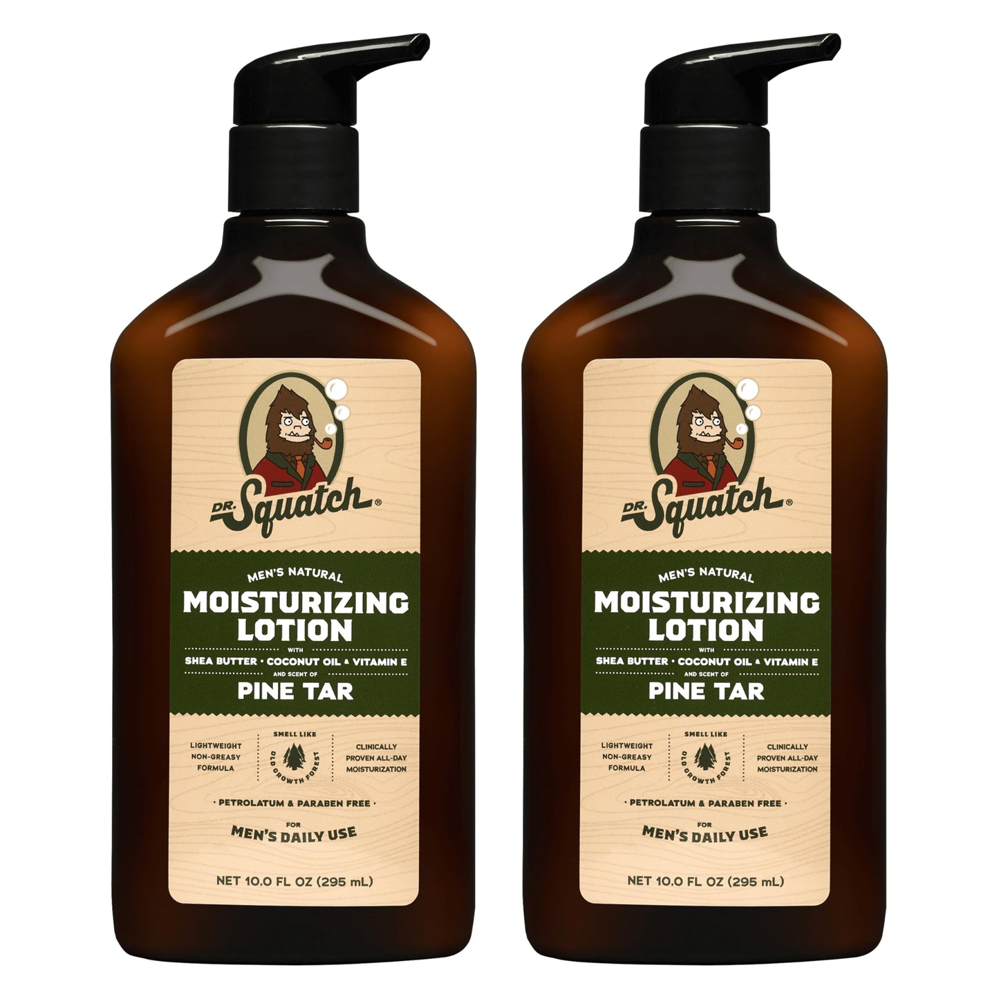 Dr. Squatch Pine Tar Hand & Body Lotion for Men – 24-Hour Moisturization (2-Pack)
