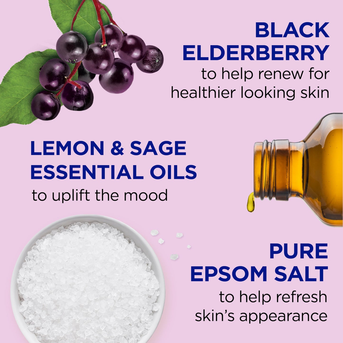 Dr Teal's Foaming Bath with Pure Epsom Salt, Black Elderberry & Vitamin D — 34 oz (Pack of 4)