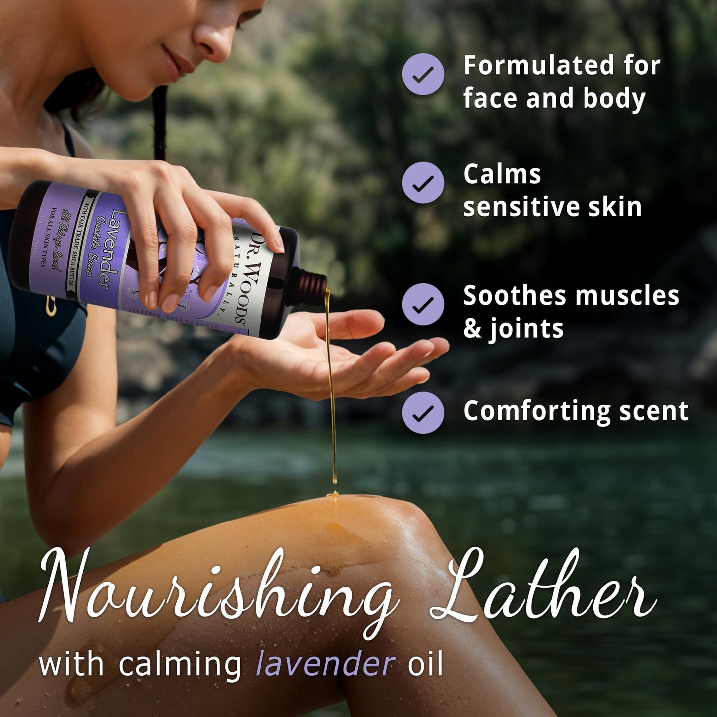 Dr. Woods Lavender Castile Soap – 32 oz x3 with Lavender Oil & Organic Shea Butter