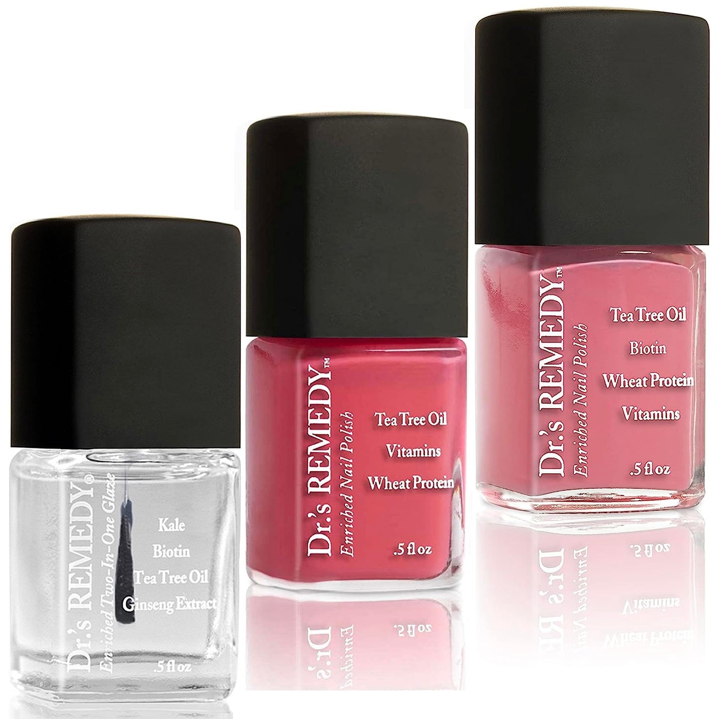 Dr.'s Remedy 3 Pack Nail Polish Kit – Peaceful as the Sea Trio, Non-Toxic Enriched Nail Strengthener