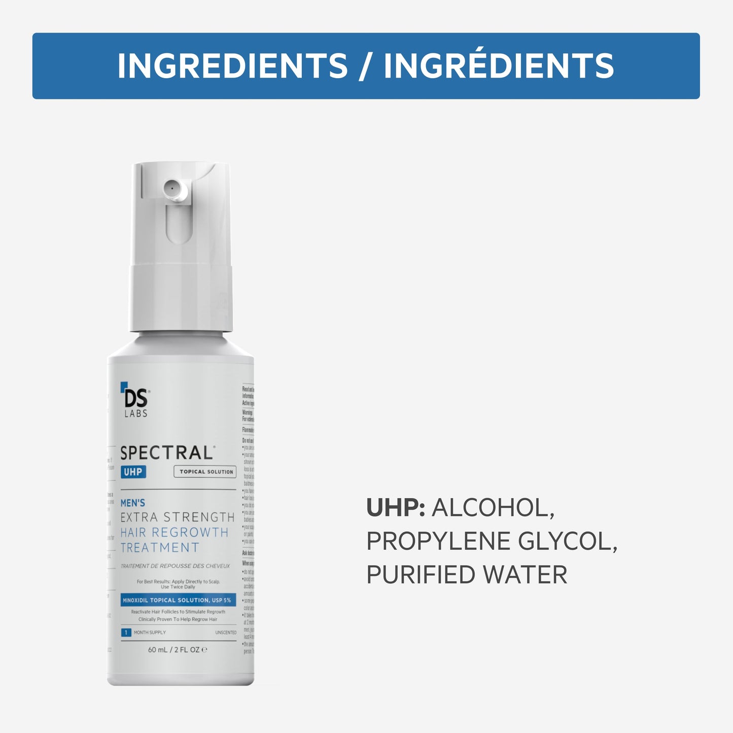 DS Laboratories Spectral.UHP 5% Minoxidil Hair Density Serum for Men – Extra Strength Crown Thinning, 60mL