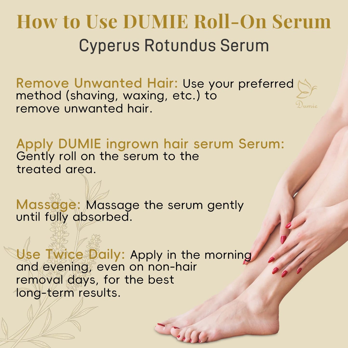 Dumie Cyperus Rotundus Serum Roll-On – Ingrown Hair & Razor Bump Care (60ml)