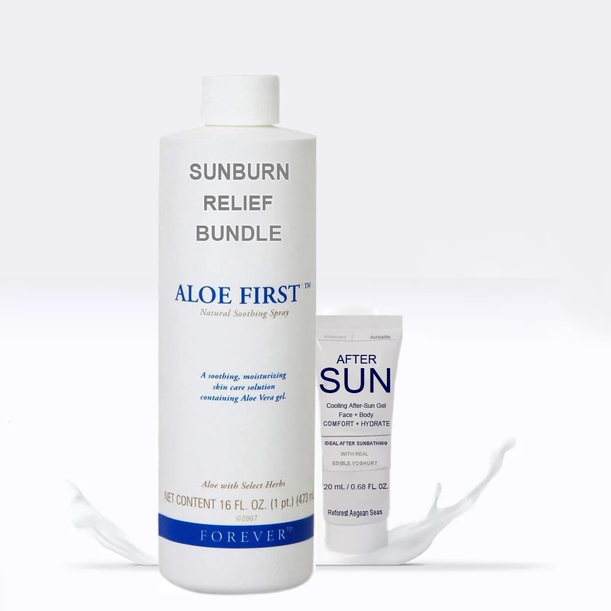 DurbaLife Sunburn Relief Bundle: Aloe First 16.9 oz + Cooling After Sun Gel (20 ml)
