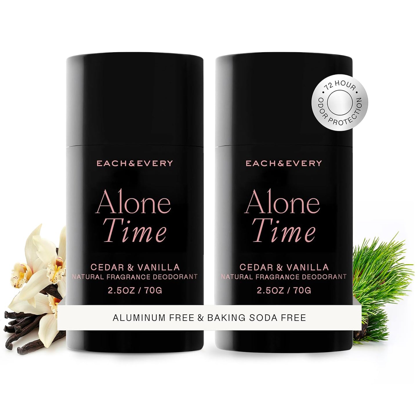 Each & Every Aluminum-Free Cedar & Vanilla Deodorant for Men & Women – All Natural, EWG Verified, 2.5oz, 2-Pack