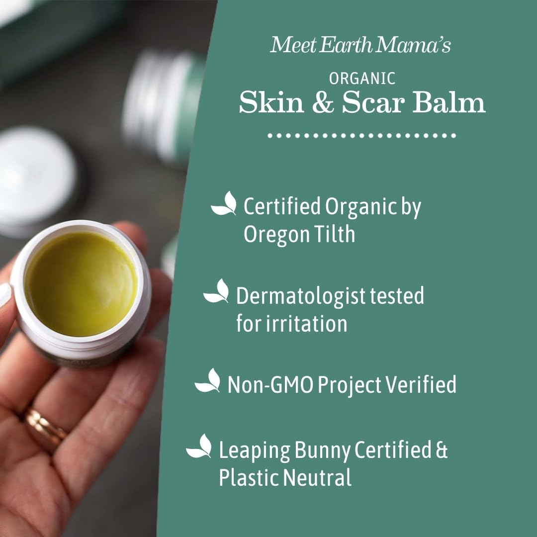 Earth Mama Organic Skin & Scar Balm | Postpartum Skin Care for Scar & Stretch Marks (2-Pack)