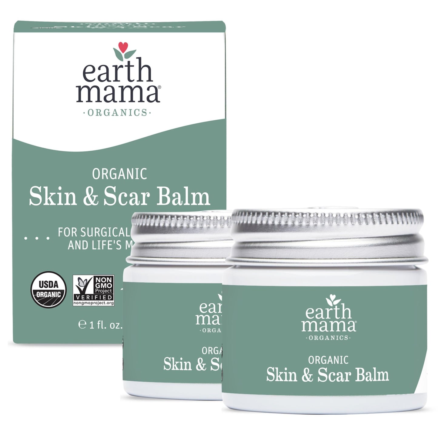 Earth Mama Organic Skin & Scar Balm | Postpartum Skin Care for Scar & Stretch Marks (2-Pack)