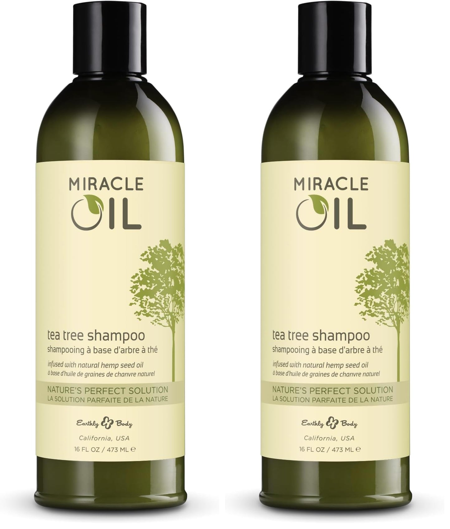 Earthly Body Miracle Oil Tea Tree Shampoo – 16 Fl Oz (Pack of 2)