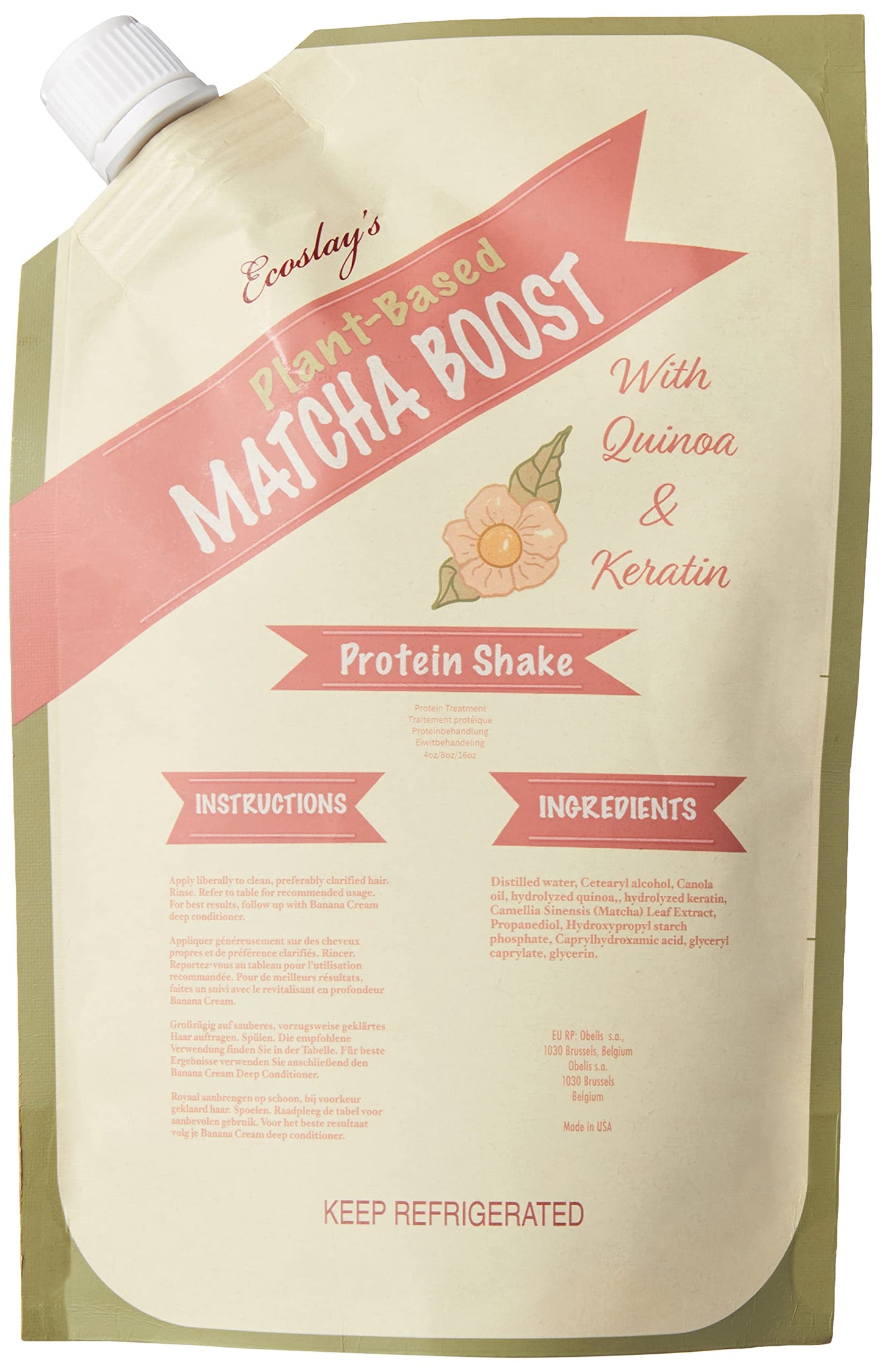 Ecoslay Matcha Boost – Quinoa & Keratin Hair Repair Mask for Damaged Hair (8 oz)