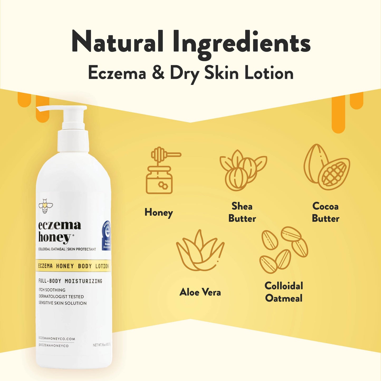 ECZEMA HONEY Oatmeal Body Lotion – Gentle, Natural Dry Skin Care (16 oz)