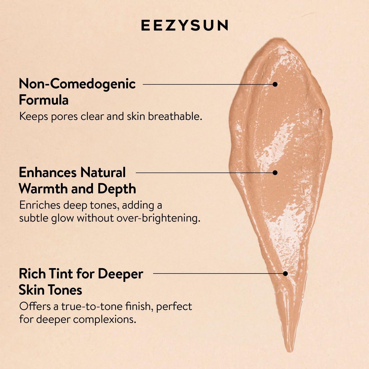 EEZYSUN BARE Tinted Sunscreen SPF 50 – Non-Greasy, Water-Resistant, Vegan & Reef-Safe (Deep)
