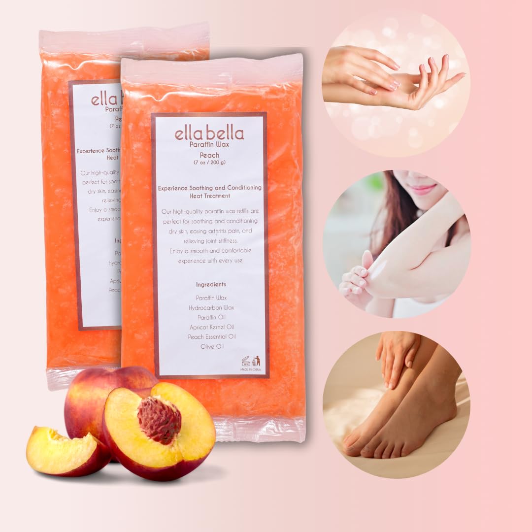 ELLA BELLA Paraffin Wax Refill Peach – Deep Hydration for Hands & Feet, Wax Machine Compatible