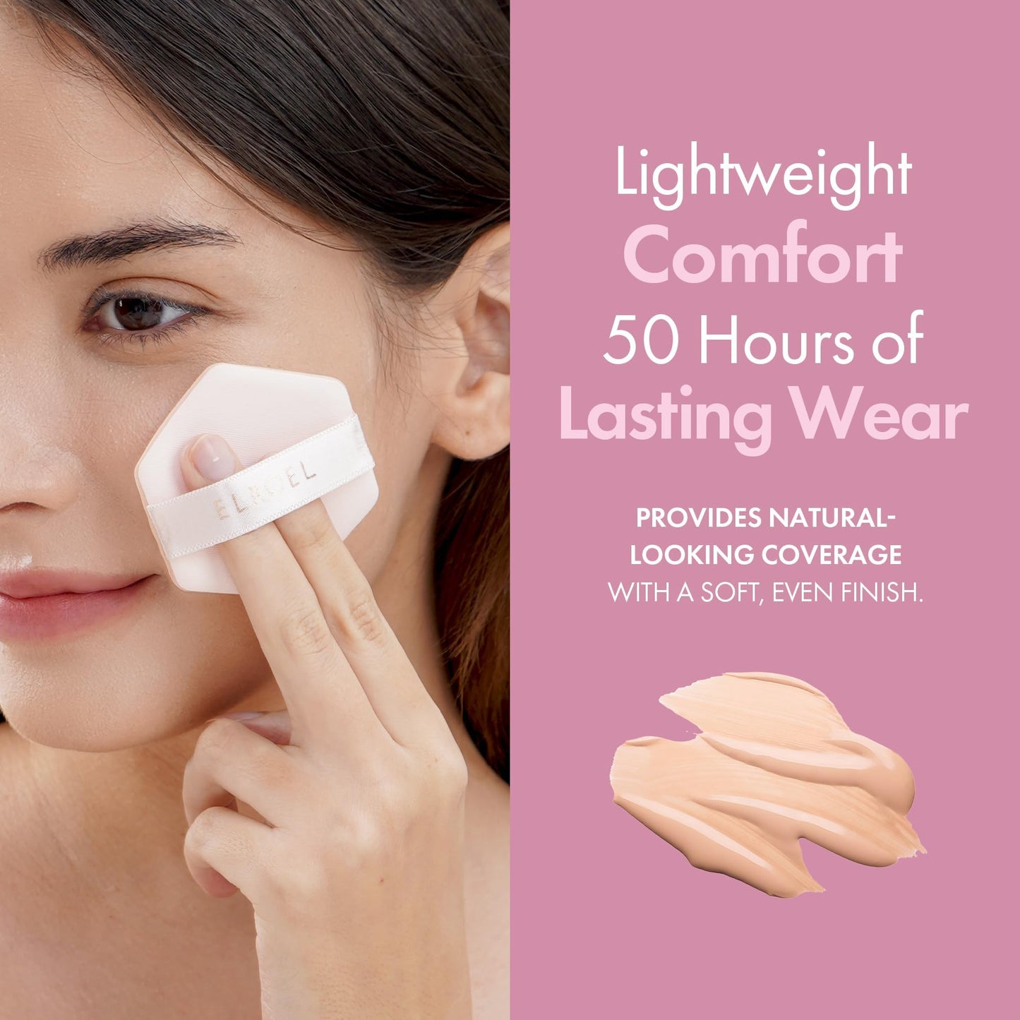 ELROEL Blending Cushion 4-in-1 Foundation with Italian Caviar, Collagen & Hyaluronic Acid – 12HR Hydration (#25 Medium Beige) 0.44 oz