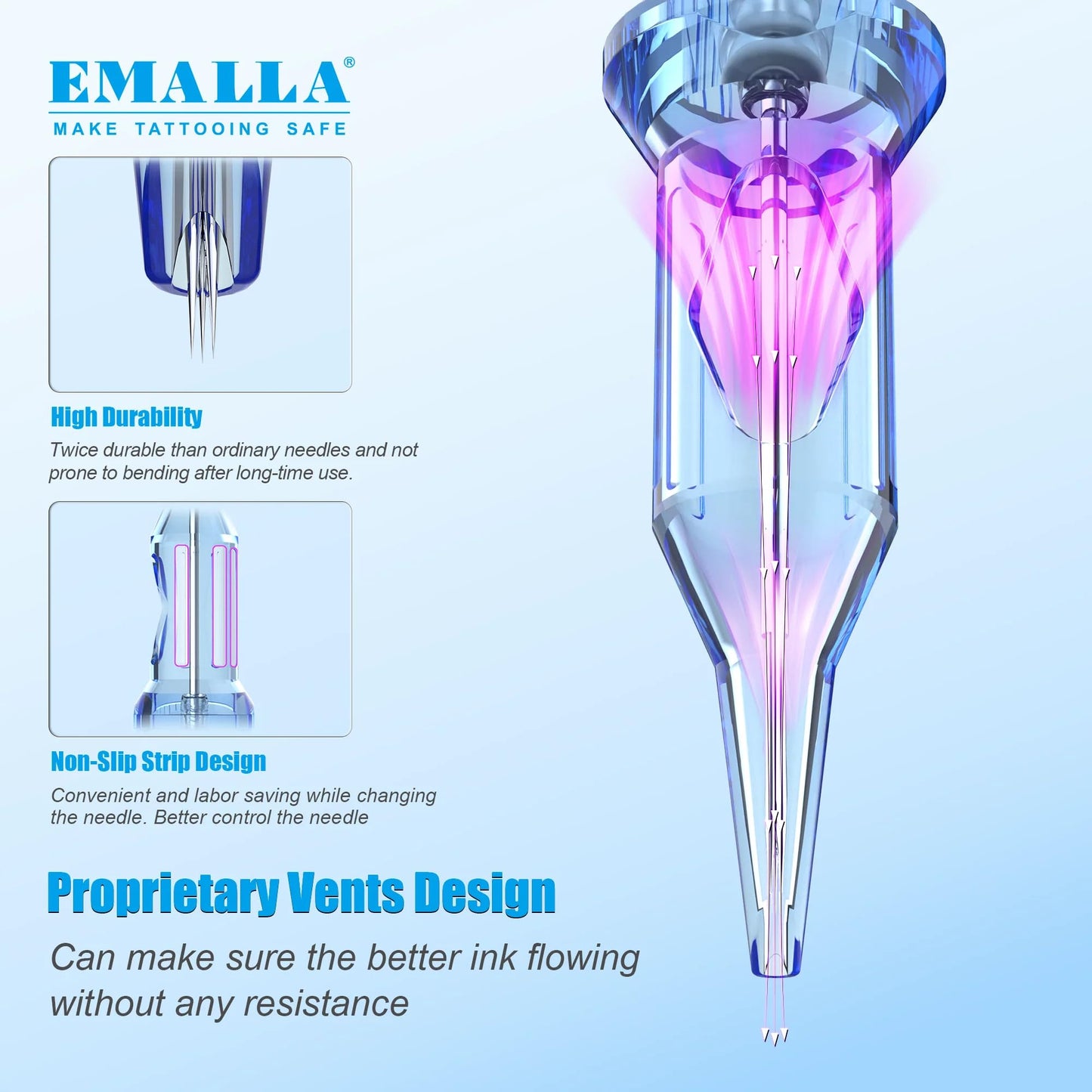Emalla Eliot Tattoo Cartridge Needles 20Pcs #10 Bugpin 0.30mm 3.5mm Taper – Lining & Shading (1007RSL)