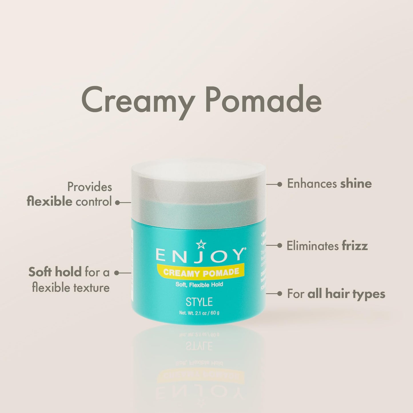 Enjoy Creamy Pomade – Lightweight, Non-Greasy Hold & Natural Shine (2.1 oz)