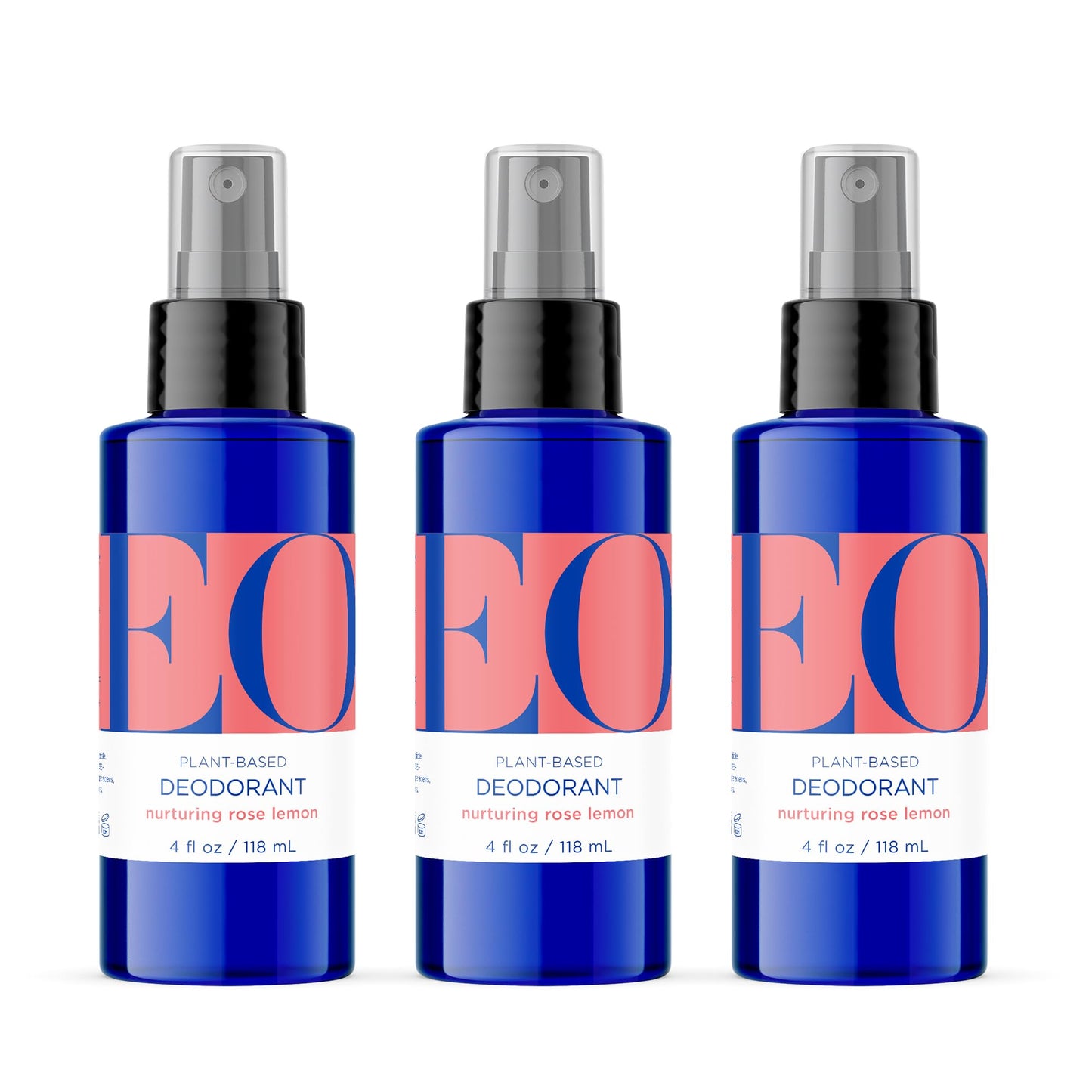 EO Organic Deodorant Spray – Rose Lemon, 4 oz (Pack of 3) | Plant-Based, Aluminum-Free