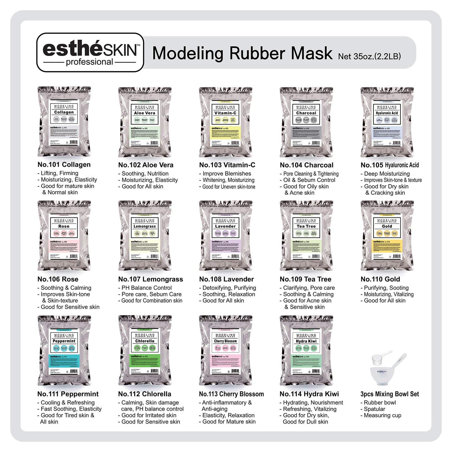 estheSKIN No.103 Vitamin-C Modeling Mask Powder – 2 Pack, 35 Oz | Professional Facial Treatment