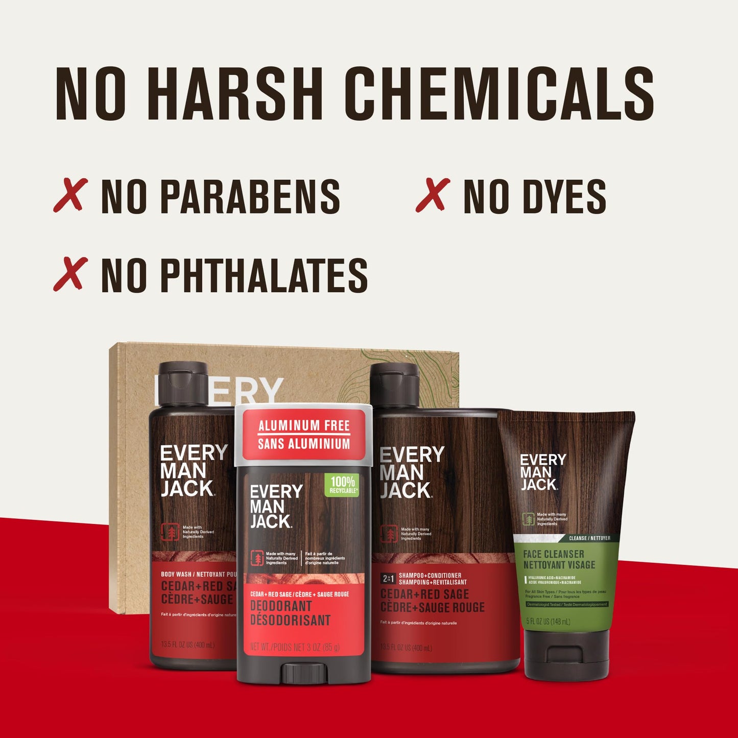Every Man Jack Cedar & Red Sage Gift Set – Bath & Body for Men | Clean Ingredients