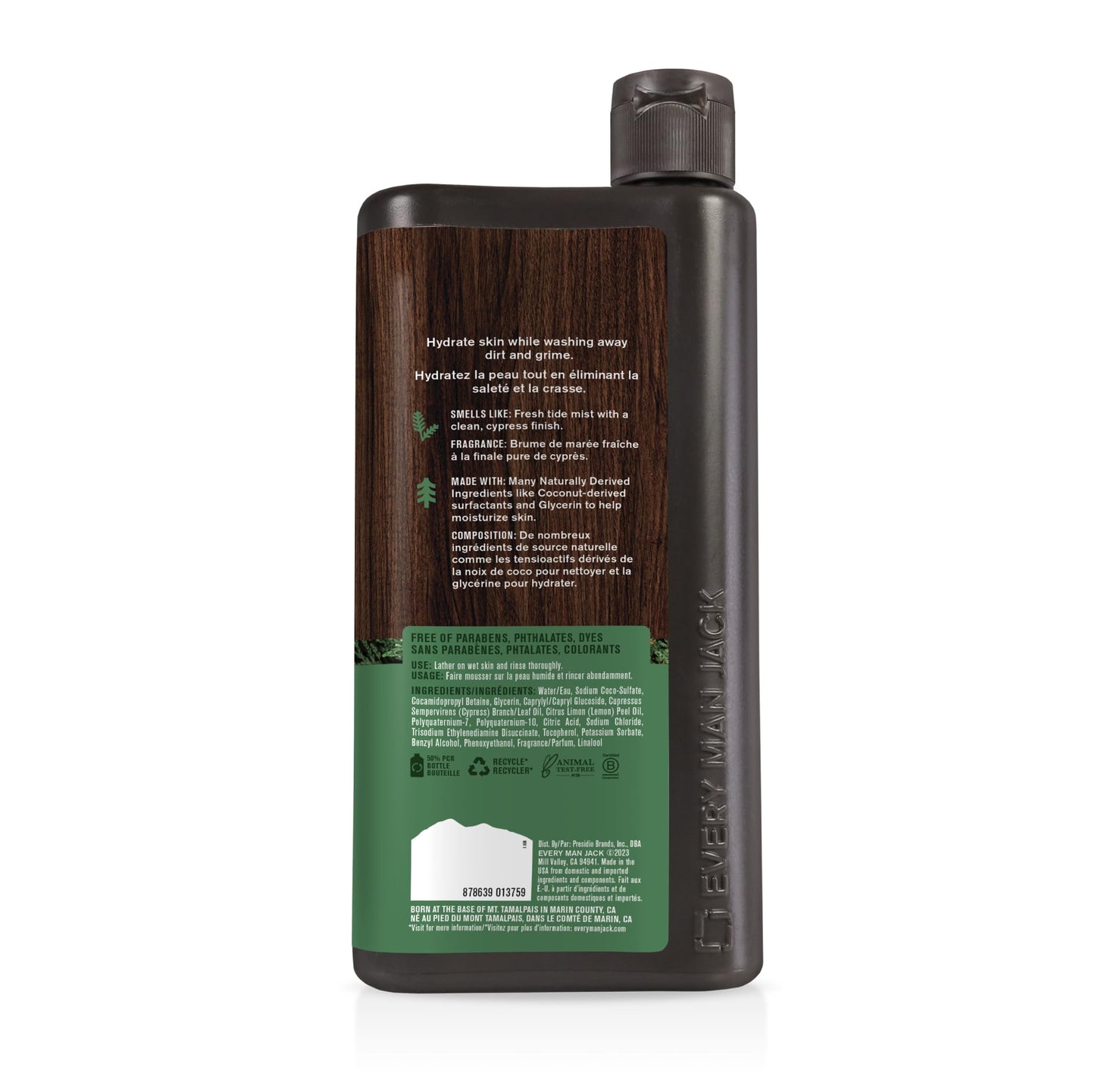 Every Man Jack Nourishing Pacific Cypress Body Wash for All Skin Types | Coconut & Glycerin Hydration | 24oz 2 Bottles