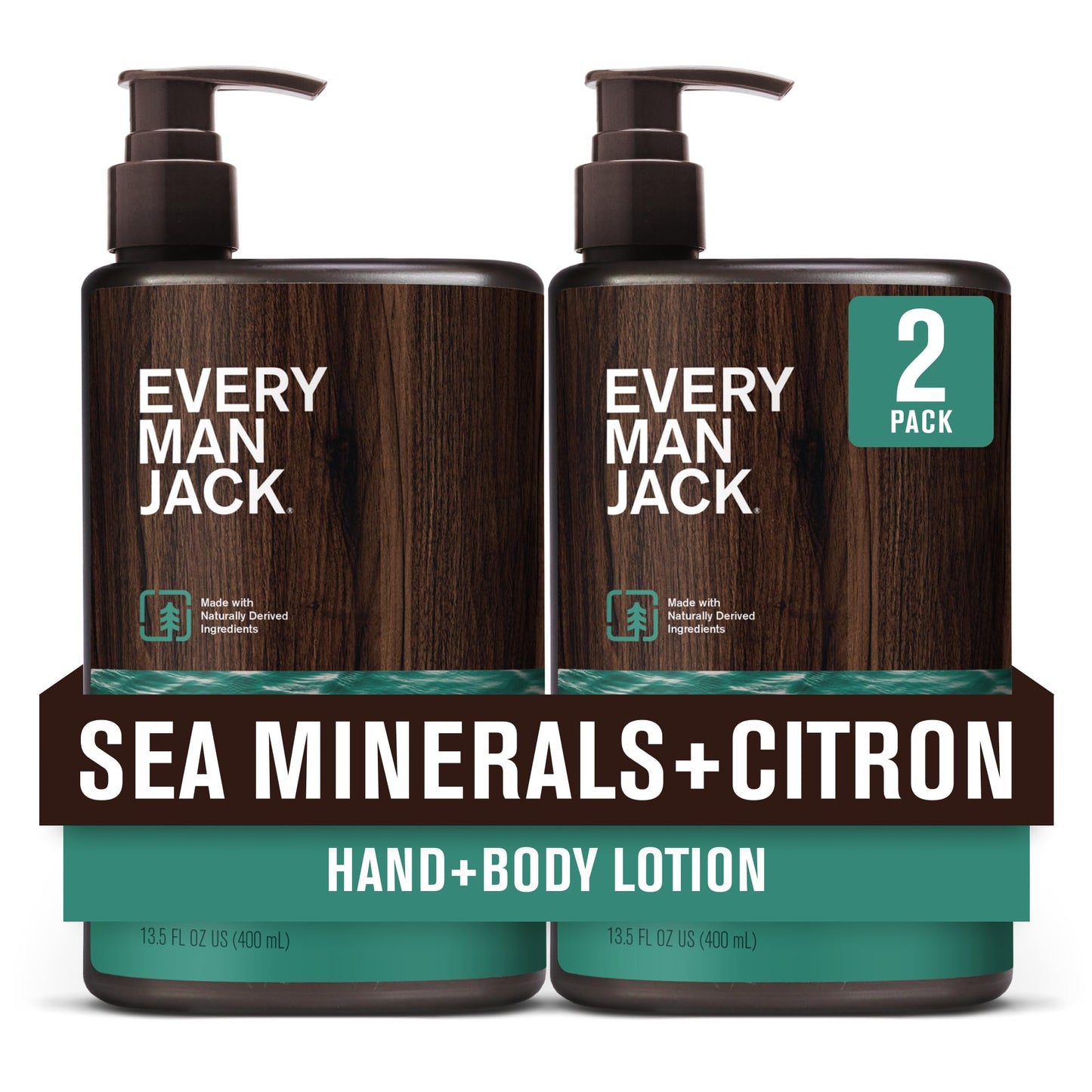 Every Man Jack Sea Minerals + Citron Hand & Body Lotion — 2 × 13.5oz