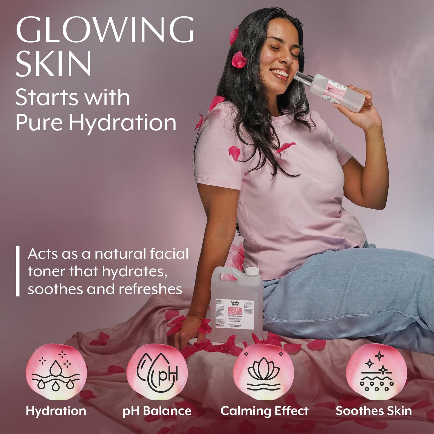 Rose Water Facial Toner | 32oz Bulk, Alcohol-Free, Vegan & All Natural | Everyday Beauty