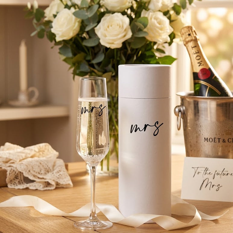 Amore Champagne Flute Black Words - Mrs