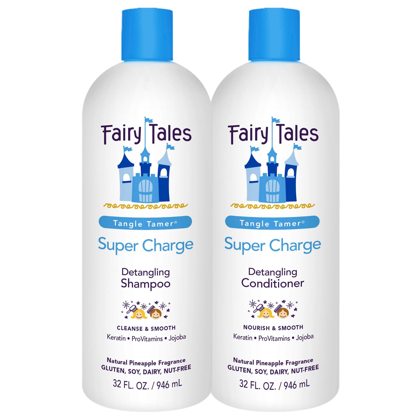 Fairy Tales Tangle Tamer Kid Detangling Shampoo & Conditioner – 32 Oz 2-Pack