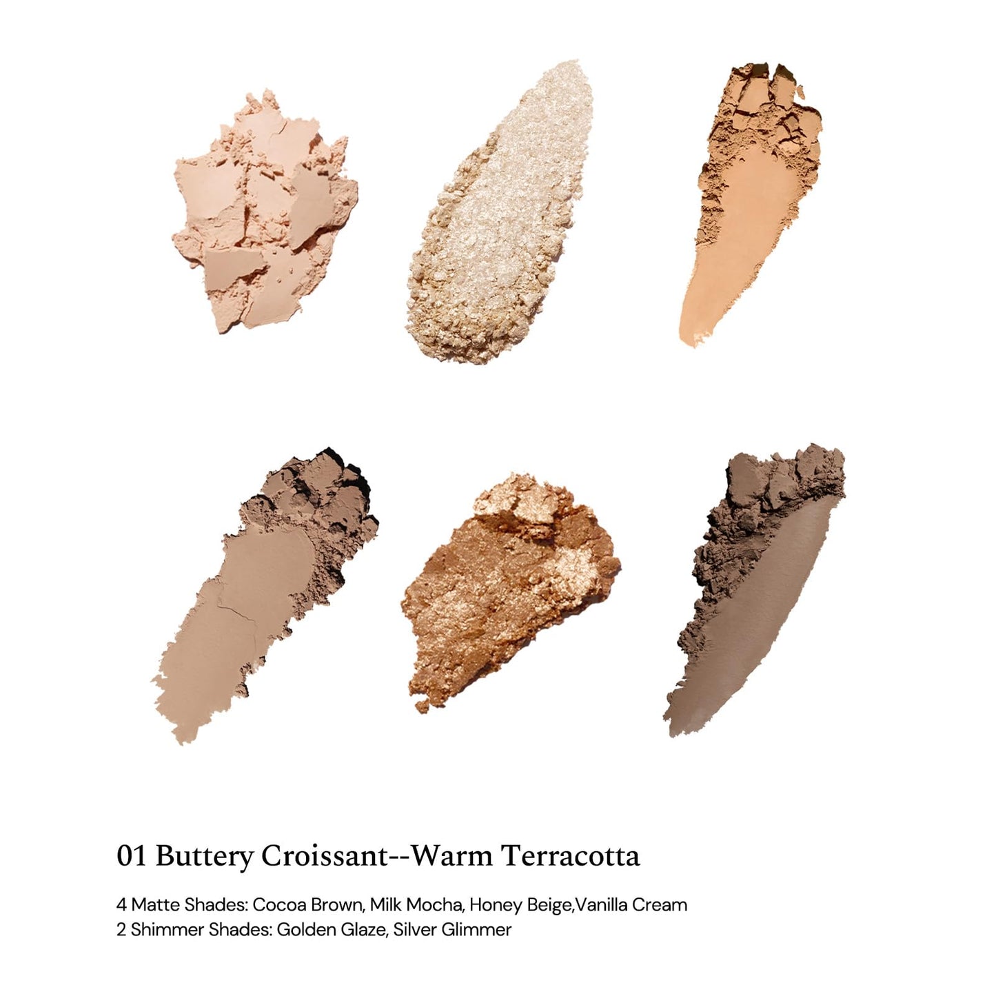 Flower Knows The Sweetie Bear Collection: 6-Color Palette (4 Matte + 2 Shimmer) – 01 Buttery Croissant