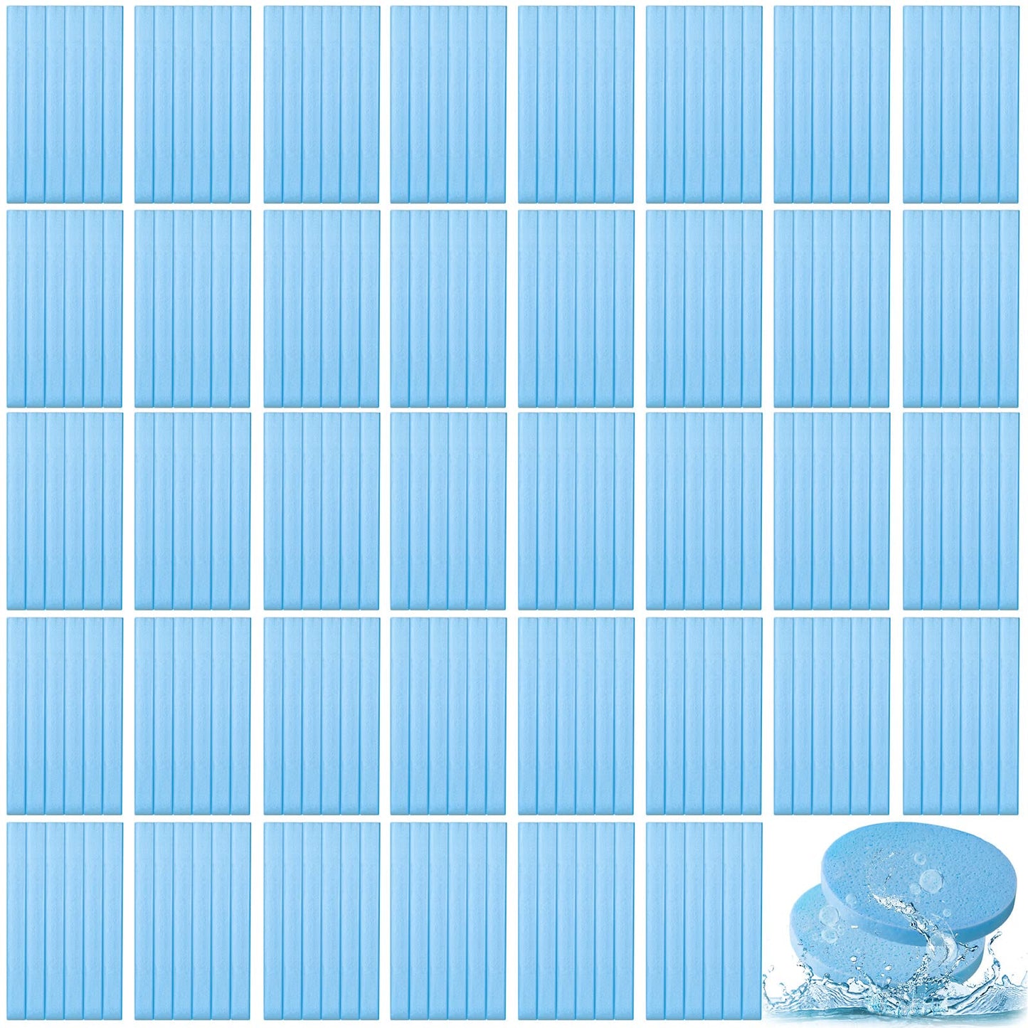 Foaincore 600-Piece Compressed Facial Sponge – Round Blue Sponges for Cleansing & Makeup Removal
