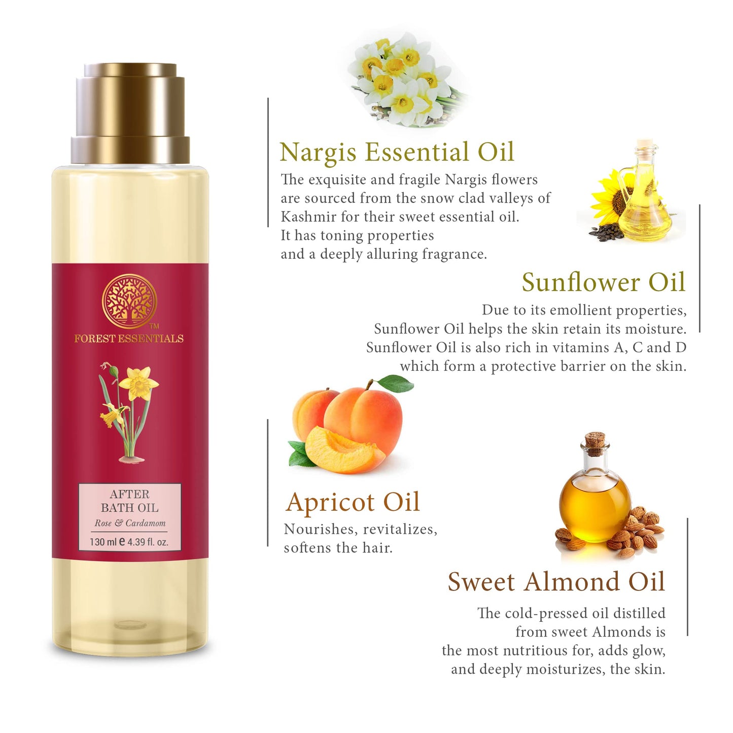 Forest Essentials After Bath Oil Nargis 130 ml – Hydrating Body Oil
