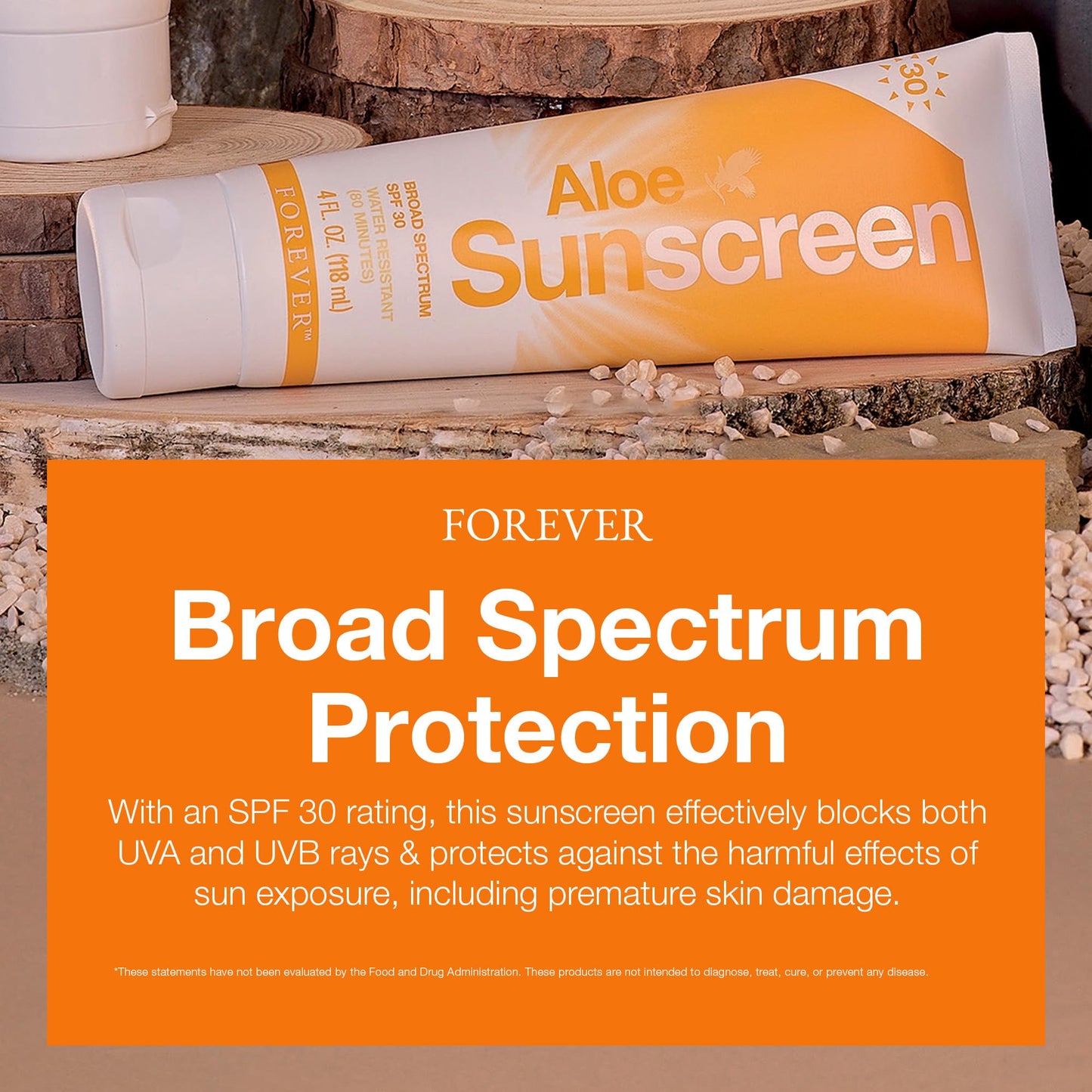 Forever Living Aloe Sunscreen SPF 30 - Water-Resistant Broad Spectrum, 4 fl oz (Pack of 2)