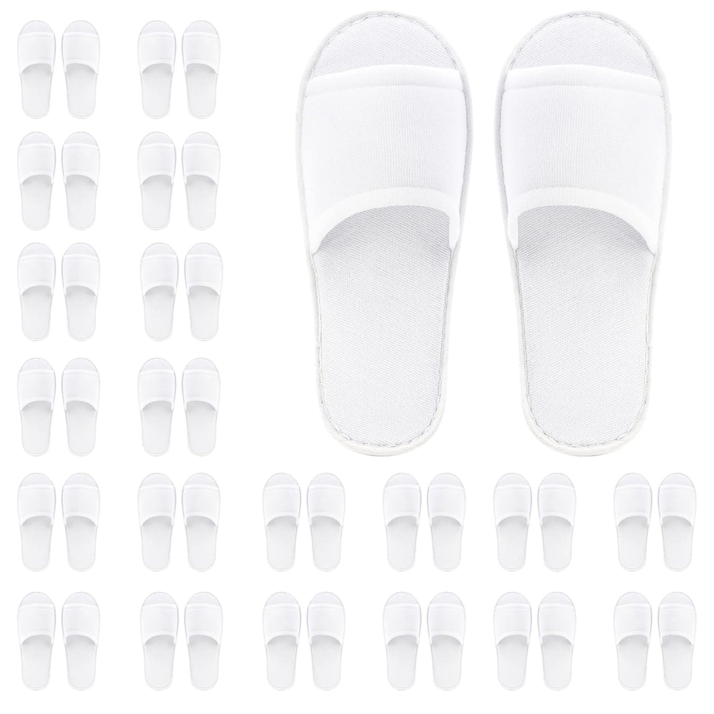 Frcctre 20 Pairs Disposable Slippers – Open Toe Fleece, Unisex, Non-Slip, Bulk White