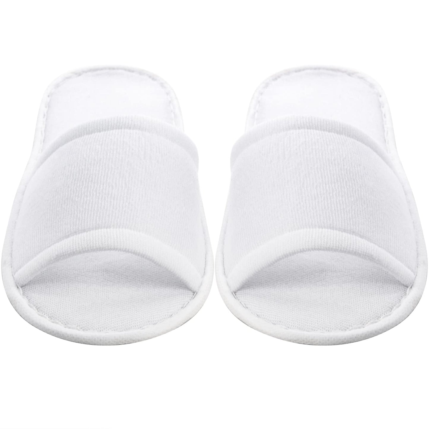Frcctre 20 Pairs Disposable Slippers – Open Toe Fleece, Unisex, Non-Slip, Bulk White