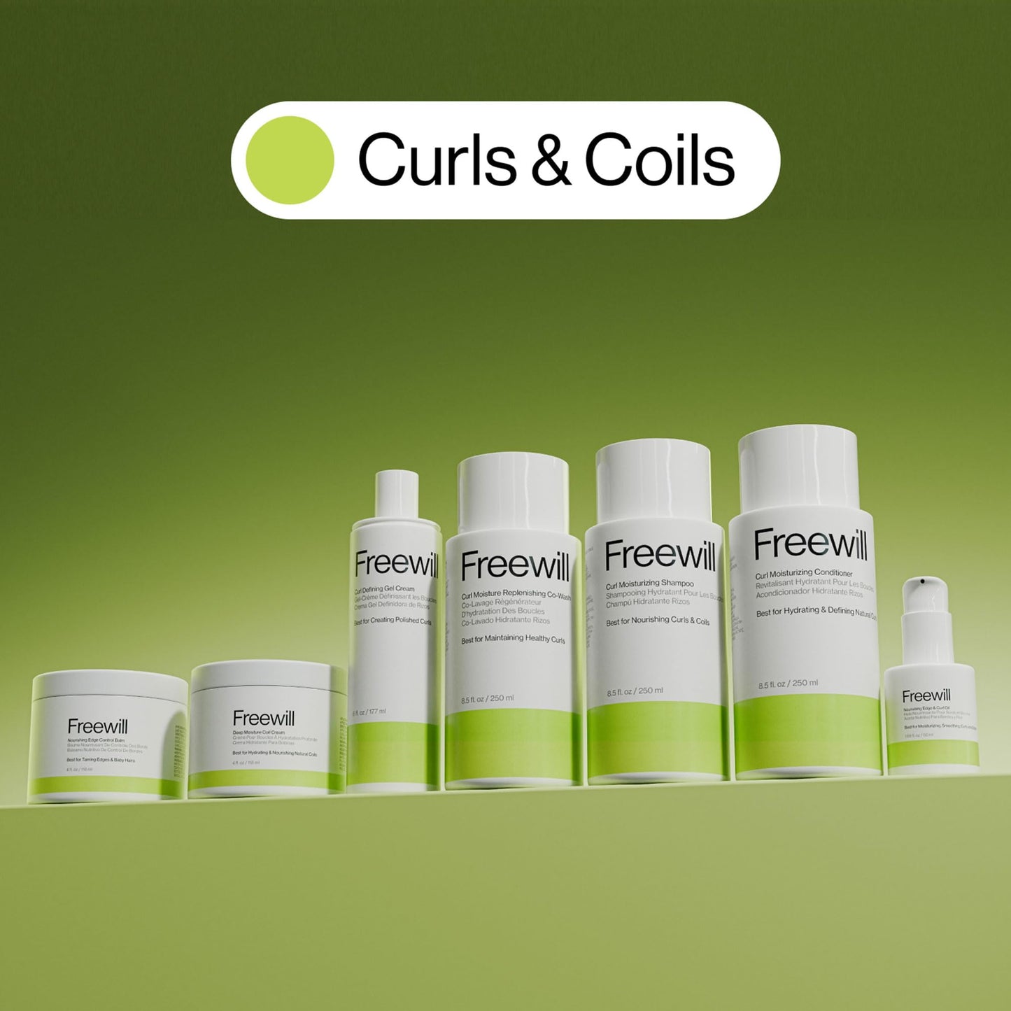 Freewill Curl Defining Gel Cream – Lightweight, Invisible Hold for Frizz-Free, Defined Curls (4 oz)