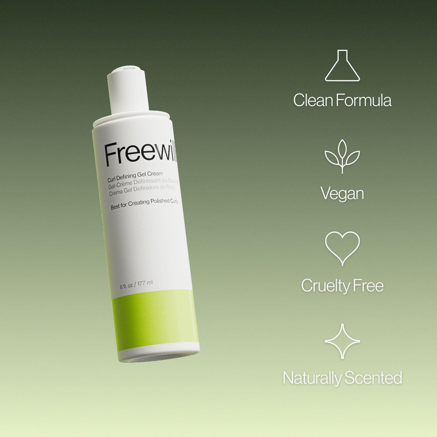 Freewill Curl Defining Gel Cream – Lightweight, Invisible Hold for Frizz-Free, Defined Curls (4 oz)