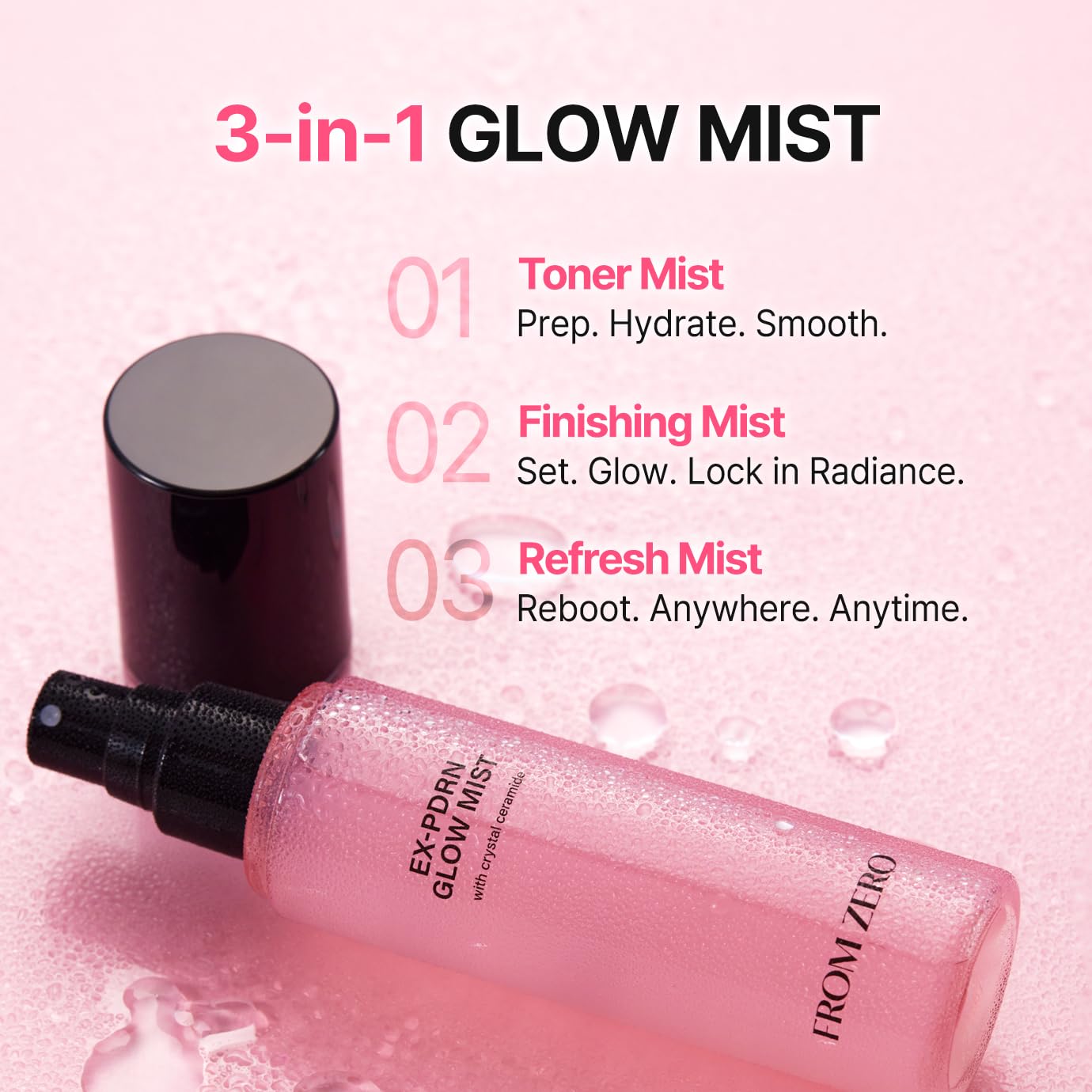 FROM ZERO EX-PDRN Glow Mist: Pink Ceramide Toner Spray for Hydration & Glass Skin