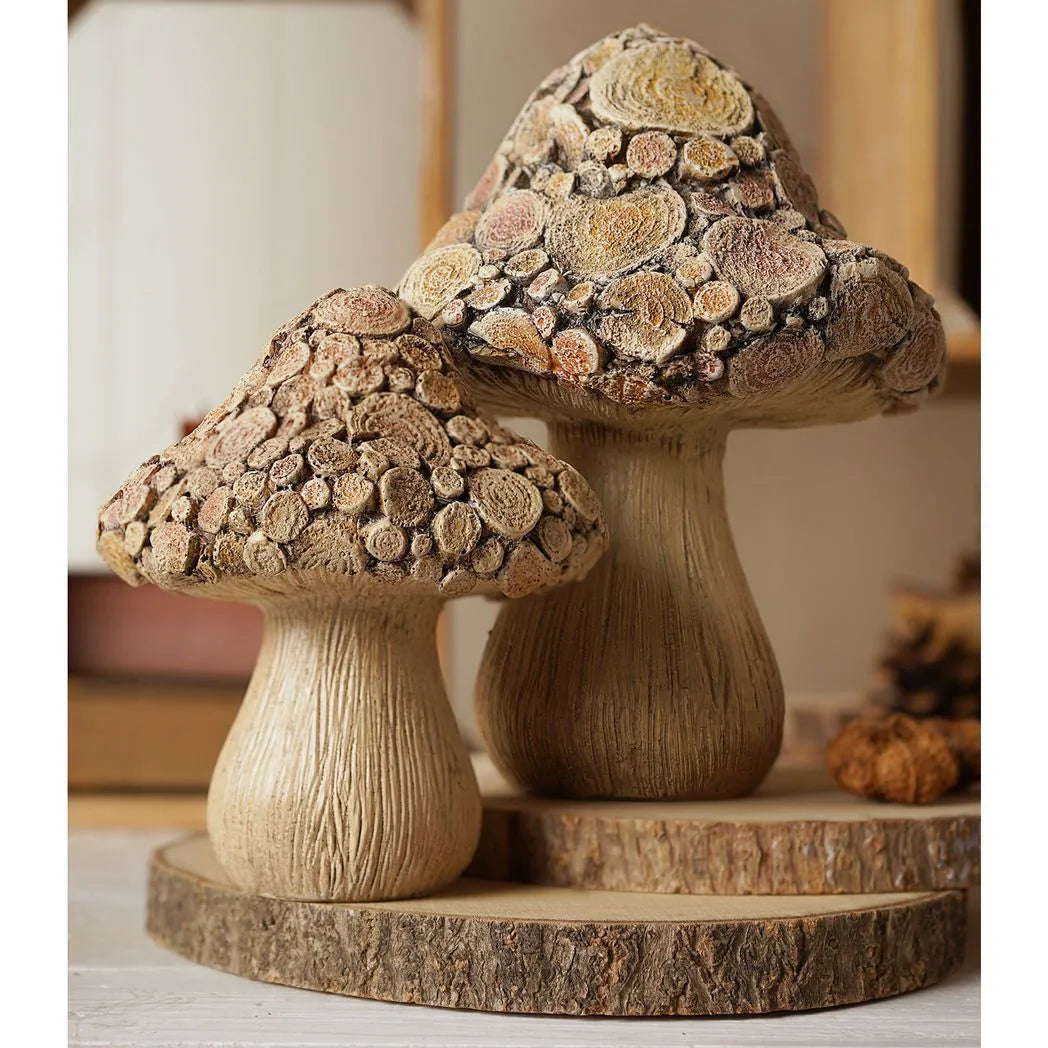 Country Living Wood Effect Mushroom  - 20cms