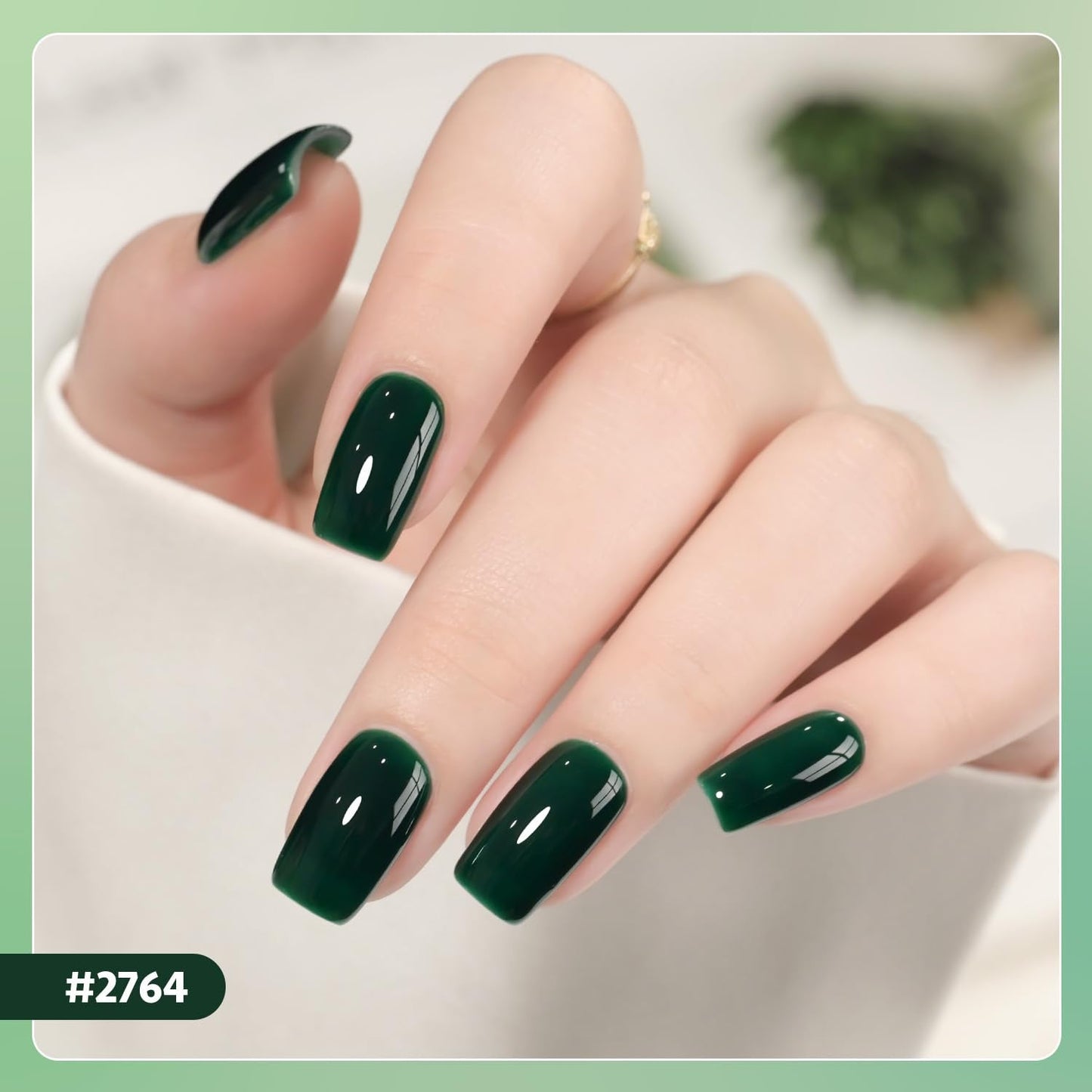 GAOY 23-Piece Gel Polish Kit – Green Glitter Colors, Glossy & Matte Top Coats, Base Coat for At-Home Nail Art